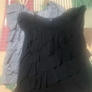 AGB Heather Gray and Black Layered Tops